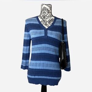 Croft & Barrow blue striped button up sweater